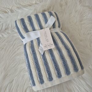 Rachel Zoe Striped Cotton Towels in Blue and Cream
